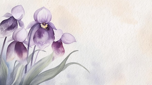 Ein Aquarellgemälde mit lila Iris