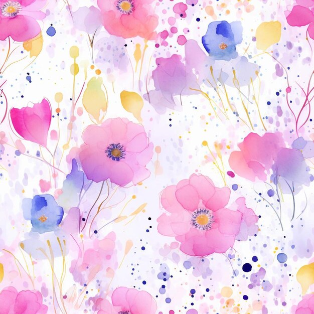 Ein Aquarellgemälde von Blumen mit den Worten Frühling.