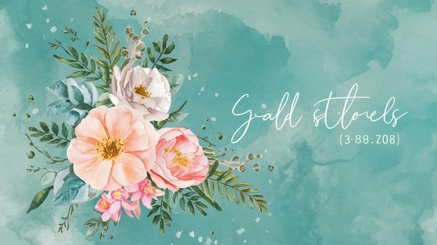 ein Aquarellgemälde von Blumen mit den Worten glänzen Gold
