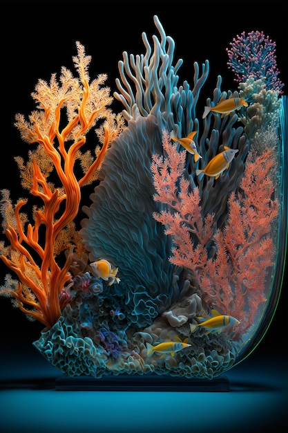 Ein Aquarium, gefüllt mit vielen verschiedenen Arten von Fischen, die künstliche Intelligenz erzeugen