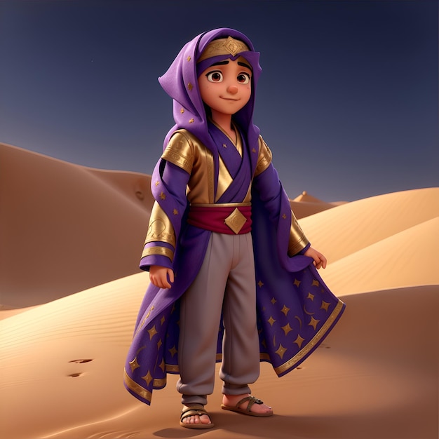 Ein arabischer Junge, der ein Gewand trägt, erzeugt ein AI-Bild