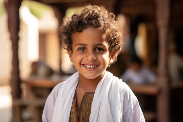Ein arabischer kleiner Junge lächelt in die Kamera