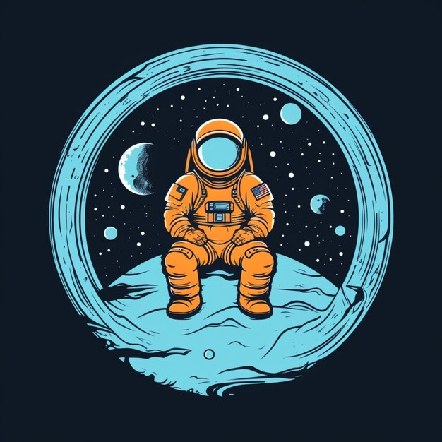 Ein Astronaut, der auf dem Mond sitzt, mit generativer KI im Weltraumhintergrund