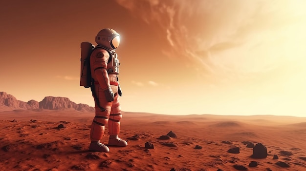 Ein Astronaut im Weltraum auf dem Mars