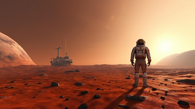 Ein Astronaut im Weltraum auf dem Mars