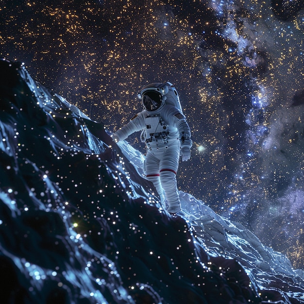 Foto ein astronaut im weltraum mit einem weltraumanzug an