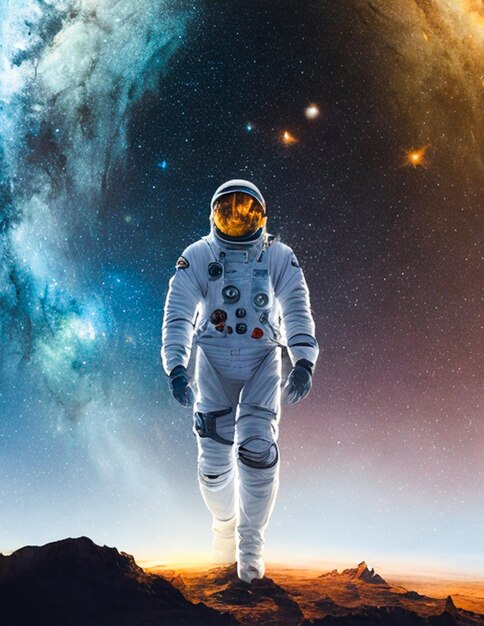 ein Astronaut in der Galaxie und im Weltraum