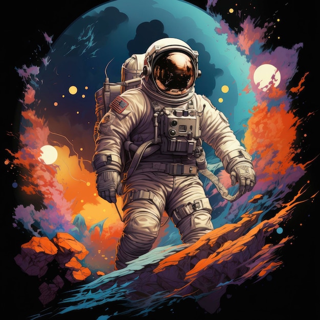 ein Astronaut in einem Raumanzug fliegt im Weltraum.