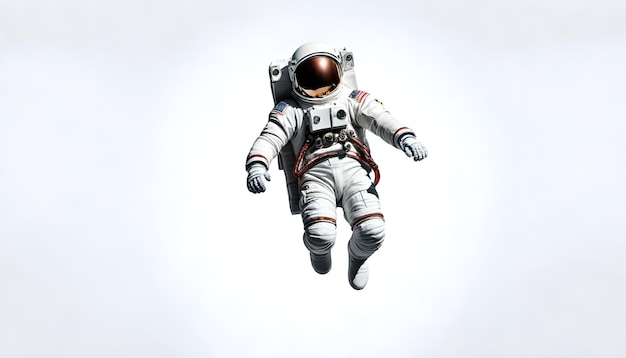 Ein Astronaut in einem weißen Weltraumanzug feiert den Tag des menschlichen Weltraumfluges 12. April Astronaut