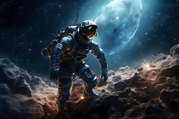 Foto ein astronaut landet im weltraum
