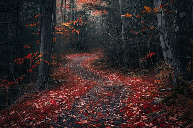 Ein atemberaubender Blick auf einen kurvenreichen Waldweg