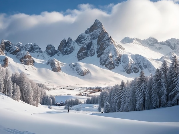 Ein atemberaubender Blick auf schneebedeckte Berge
