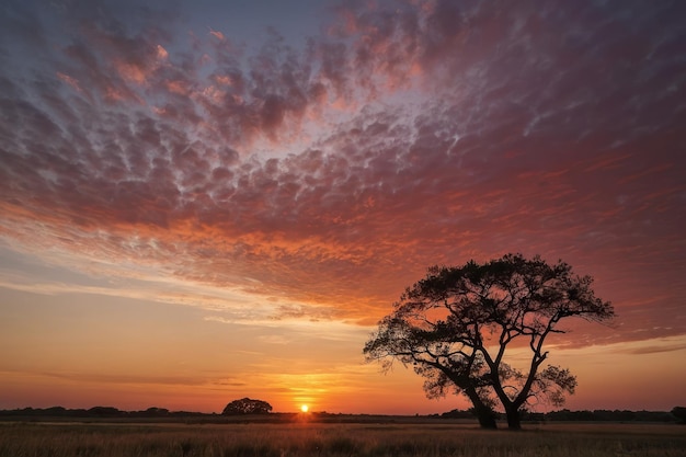 Ein atemberaubender Sonnenuntergang über den Hügeln