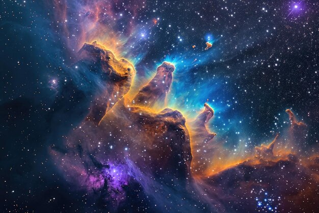 Ein atemberaubendes Bild, das einen massiven Sternhaufen aufzeichnet, der vor dem Hintergrund des Nachthimmels hell leuchtet.