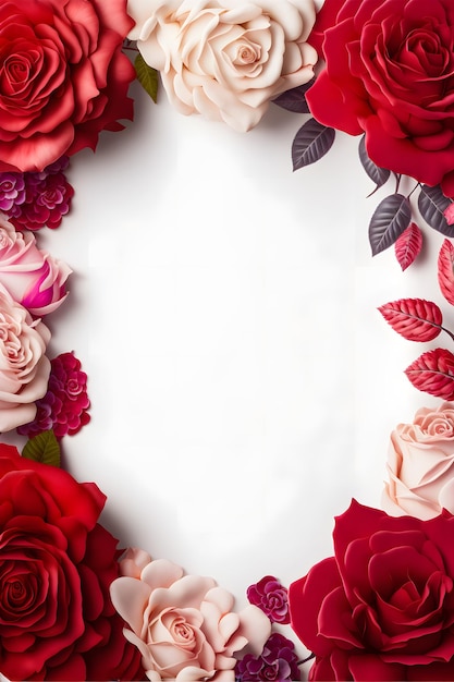 Ein atemberaubendes Bild mit einer roten und rosa Rosenblume mit einer Leerstelle in der Mitte