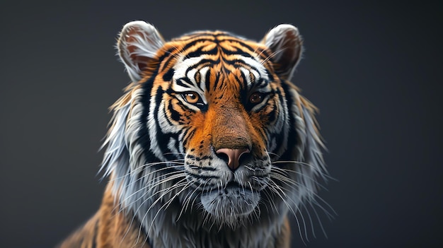 Ein atemberaubendes Nahaufnahmeporträt eines Tigers mit seinen durchdringenden gelben Augen und seinem majestätischen Fell