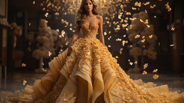 Foto ein atemberaubendes weibliches model posiert in einem stilvollen brautkleid