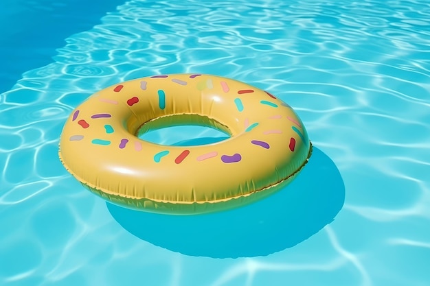 Ein aufblasbarer Donut, der in einem Wasserbecken schwimmt