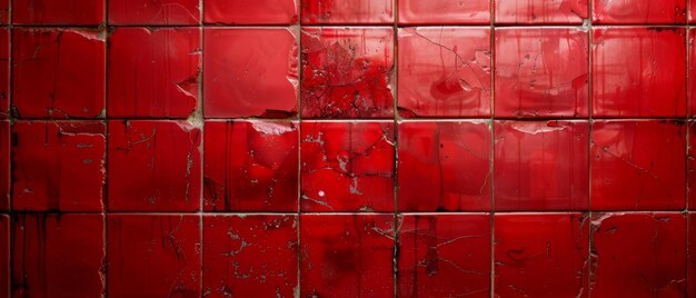 Ein auffallendes Mosaik aus leuchtend crimsonfarbenen Fliesen mit unterschiedlichen Farbtönen und Texturen, die ein faszinierendes abstraktes Muster erzeugen