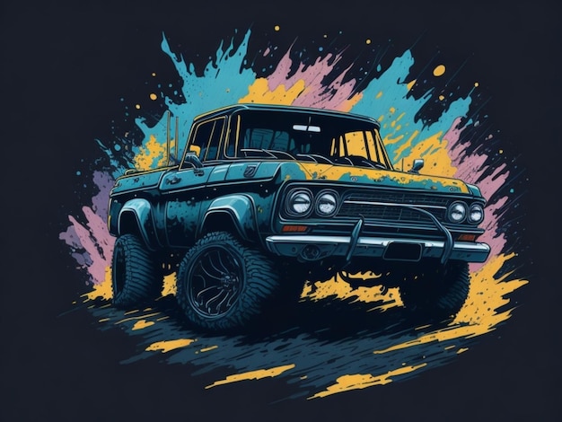 Foto ein aufkleber eines autos für t-shirt-design