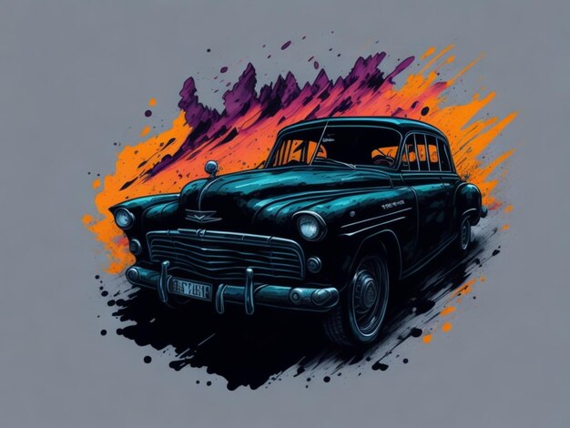 ein Aufkleber eines Autos für T-Shirt-Design