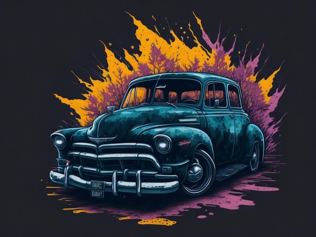 ein Aufkleber eines Autos für T-Shirt-Design