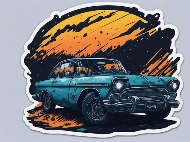 ein Aufkleber eines Autos für T-Shirt-Design