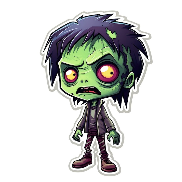 Foto ein aufkleber eines cartoon-zombies