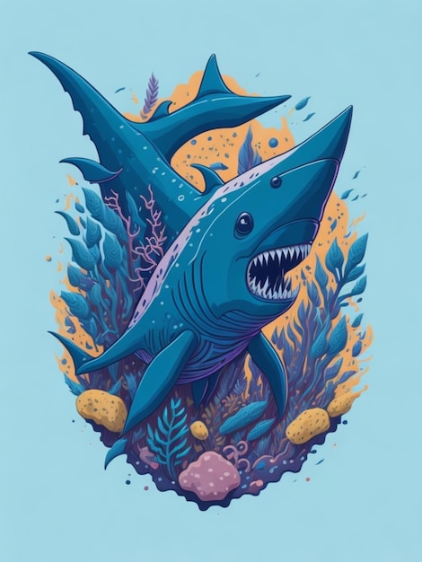 ein Aufkleber eines Hais für T-Shirt-Design