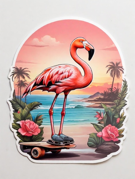 ein Aufkleber mit einem Flamingo-Vogel für ein T-Shirt-Design