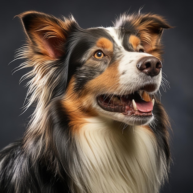 ein australischer Schäferhund auf schwarzem Hintergrund