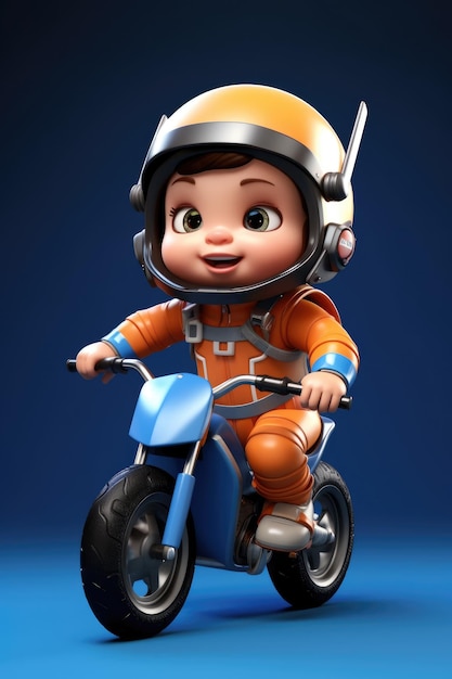 Ein Baby fährt Motorrad und trägt einen Helm.