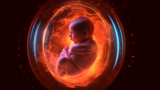 Ein Baby in einer Kugel mit der Aufschrift „Baby“.