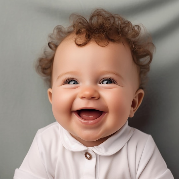 Ein Baby lacht und lächelt und lacht