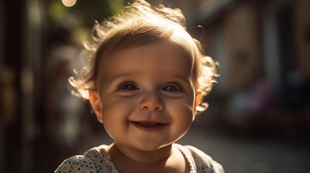 Ein Baby lächelt in die Kamera