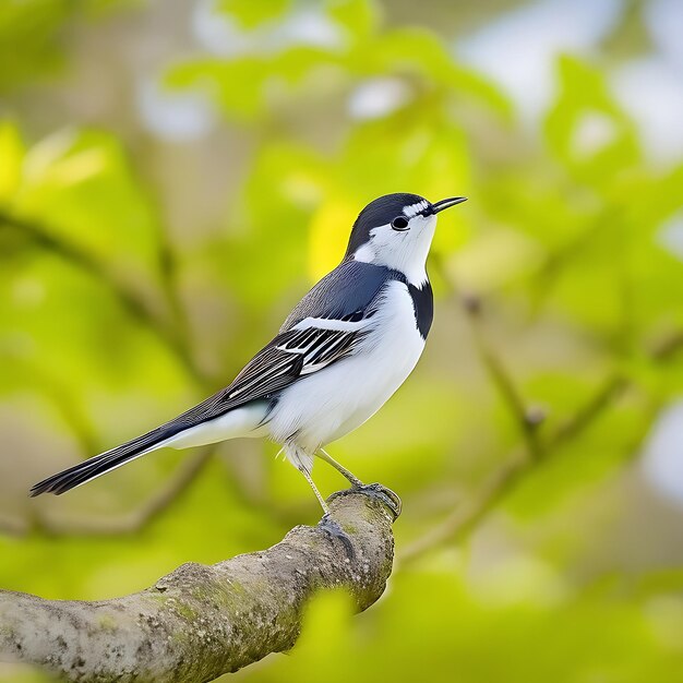 Ein Bachstelzenvogel sitzt auf einem Ast