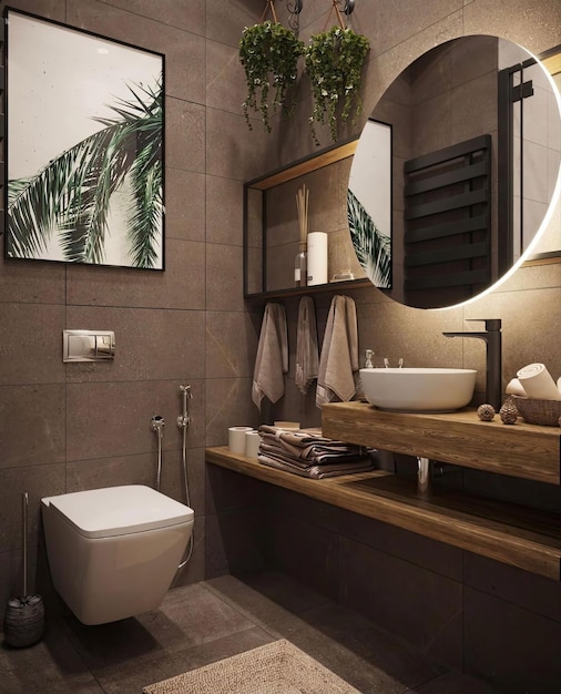 ein Badezimmer mit einem Waschbecken, einer Toilette und einem Spiegel