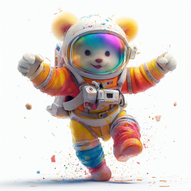 Foto ein bär in einem raumanzug mit einem astronautenanzug