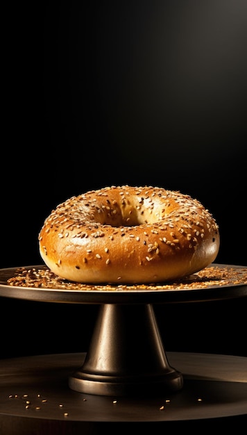 Ein Bagel auf einem Kuchenständer