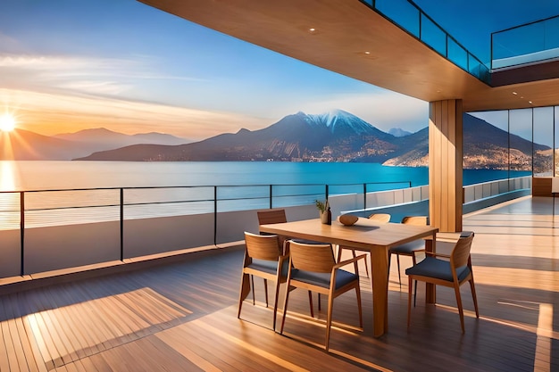 Ein Balkon mit Blick auf die Berge