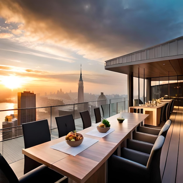 Ein Balkon mit Blick auf die Stadt