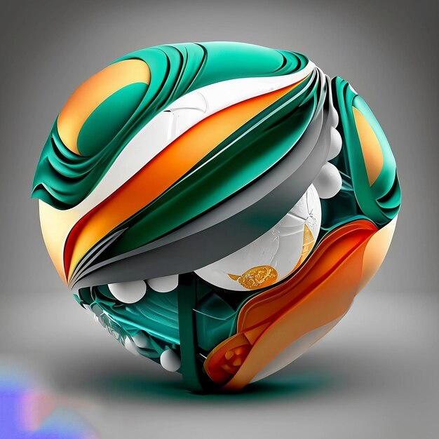 Ein Ball mit einem grünen und orangefarbenen Design wird mit einem grüne und weißen Design gezeigt.