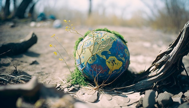 Foto ein ball mitten im gras