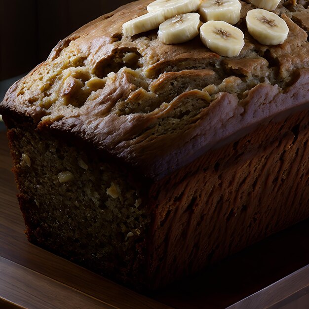 Ein Bananenbrot mit Bananen oben drauf