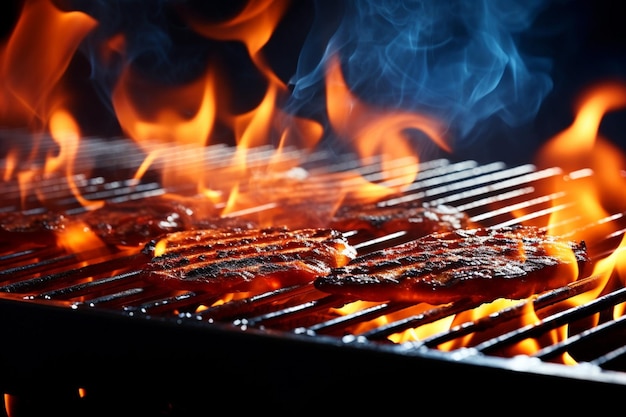 Ein Barbecue-Grill mit einer Vielzahl von Holzspänen für verschiedene Rauchgeschmacksrichtungen