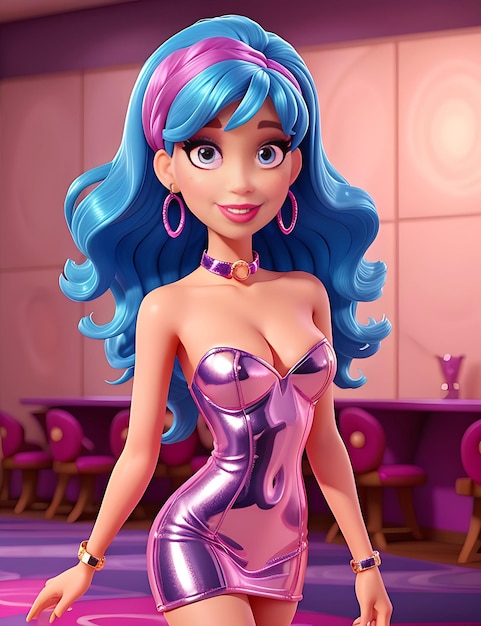 Ein Barbie-inspirierter Party-Look Disco-Nächte auf trendigen Party-Outfits generative KI