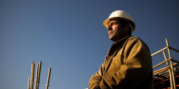 Ein Bauarbeiter oder Vorarbeiter auf einer Baustelle