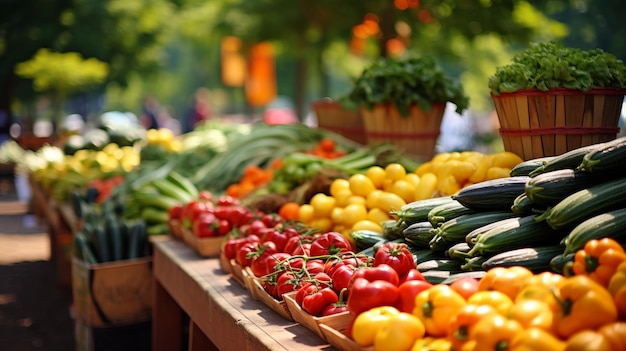 Ein Bauernmarkt mit saisonalen Früchten, Gemüse und handwerklichen Produkten