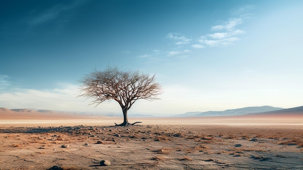 Ein Baum allein mitten in der Wüste