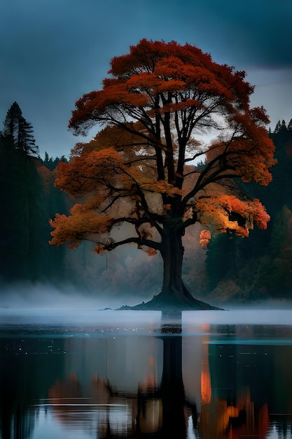 Ein Baum im Nebel nach Person